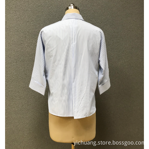Women's 3/4 Sleeve Breathable Striped Printed Casual Shirts